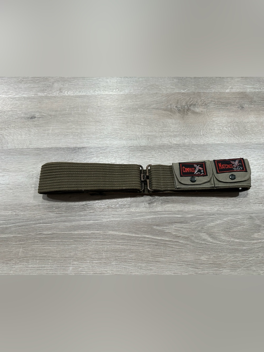 CH225 Vtg Military Style Survival Belt Made in Japan Compass Match Knife Pouch